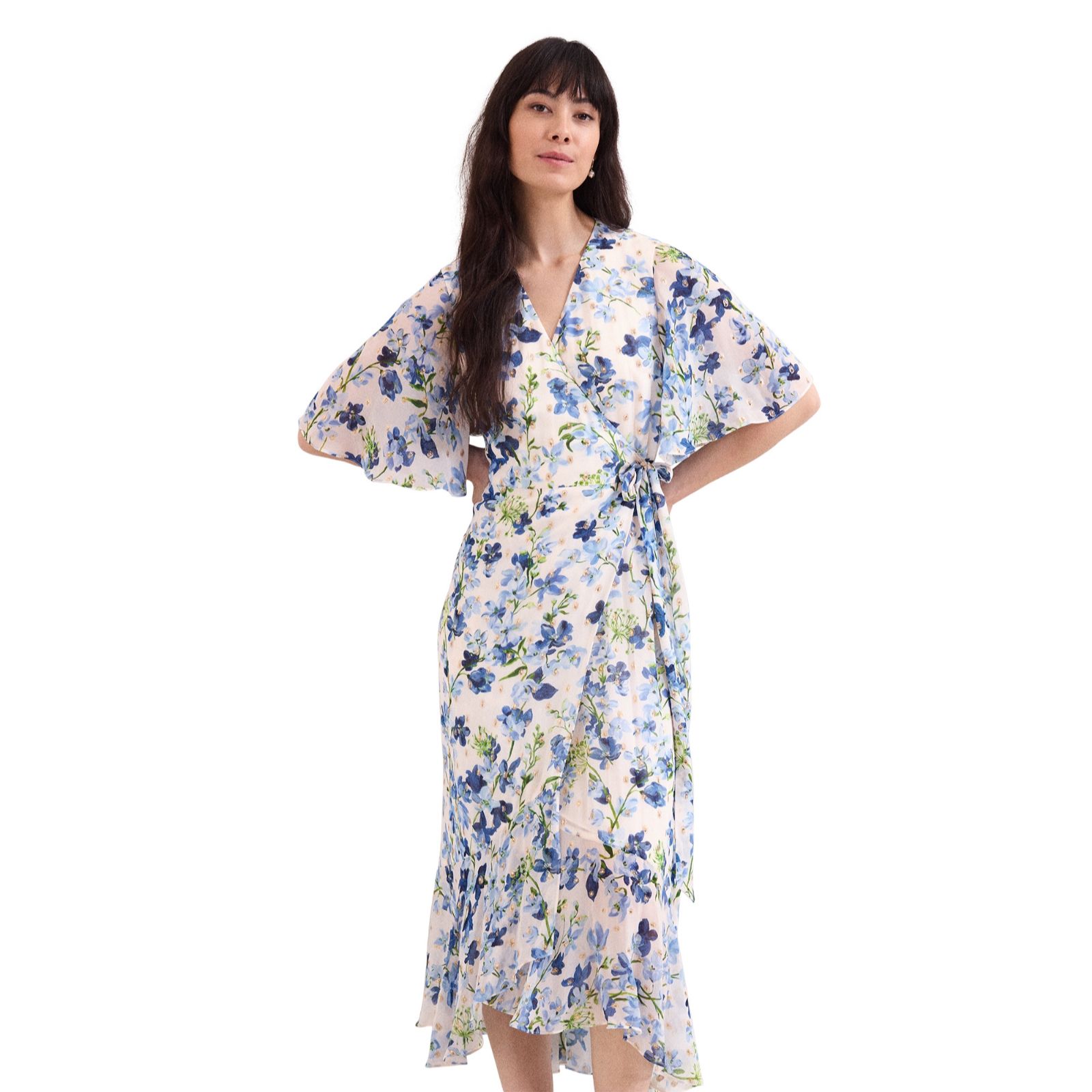Phase Eight Juliette Fil Coupe Blue Floral Dress Petite