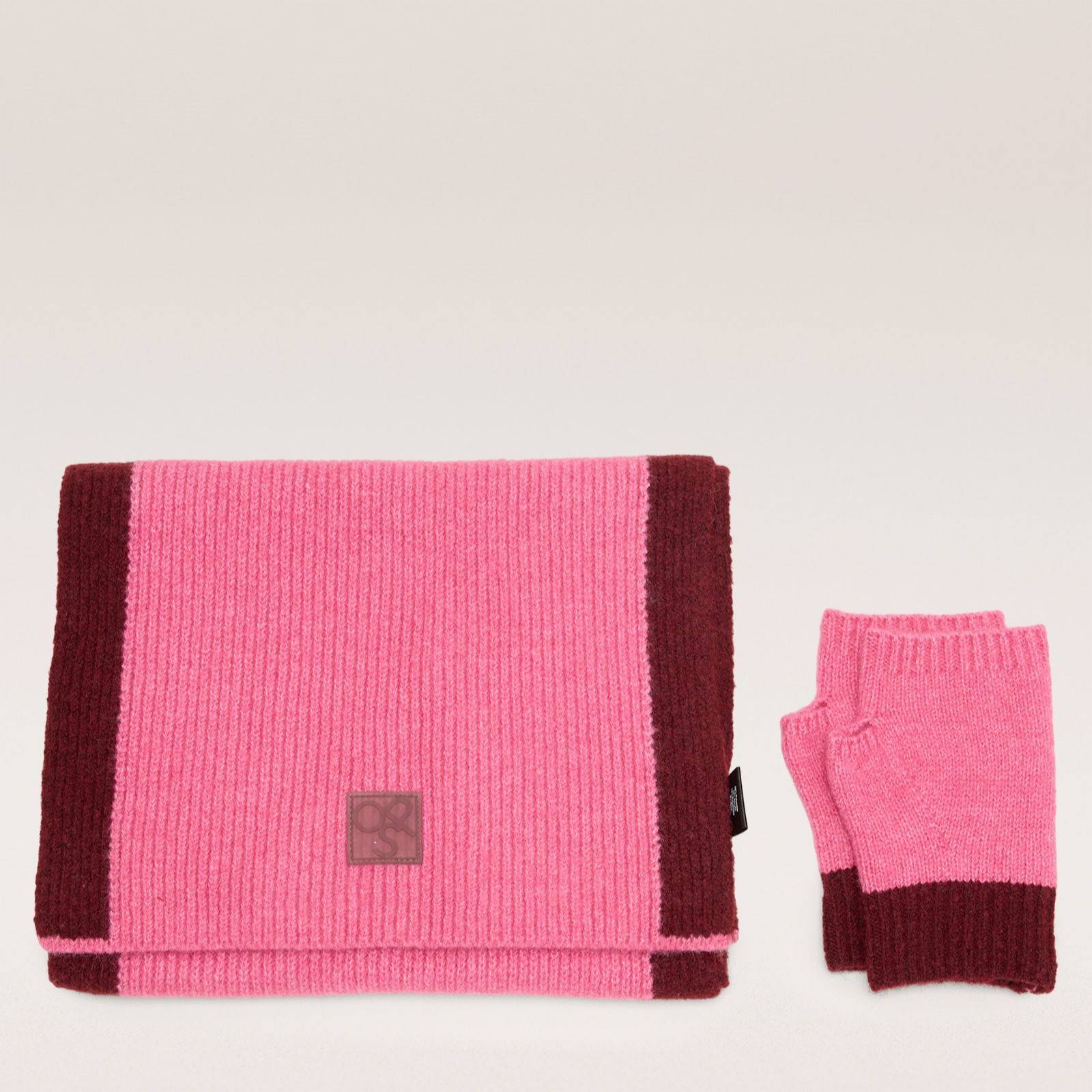 Osprey London The Contrast Scarf & Fingerless Glove Set & Dust Bag