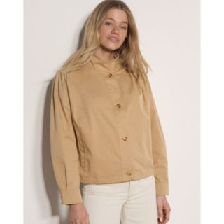 Apricot Pleat Shoulder High Neck Jacket