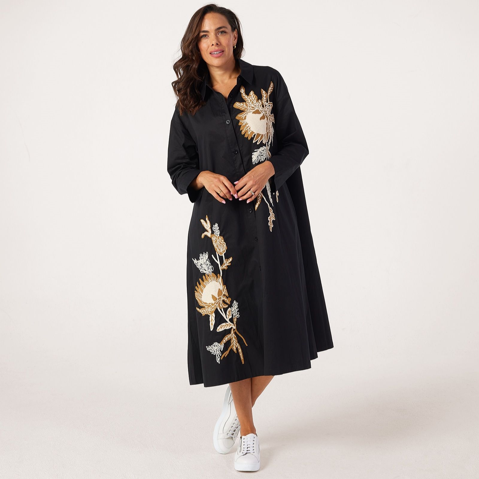 Helene Berman Embroidered Floral Dress