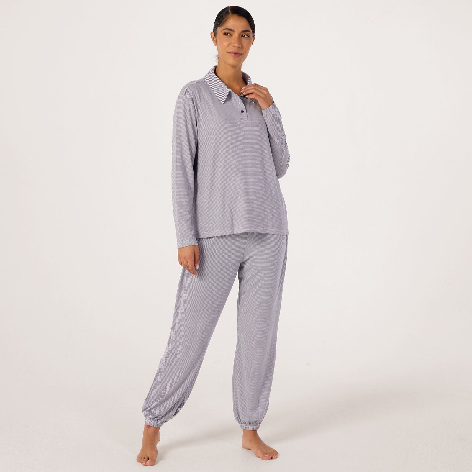 Cozee Home Printed Stripe Hacci Collar Set