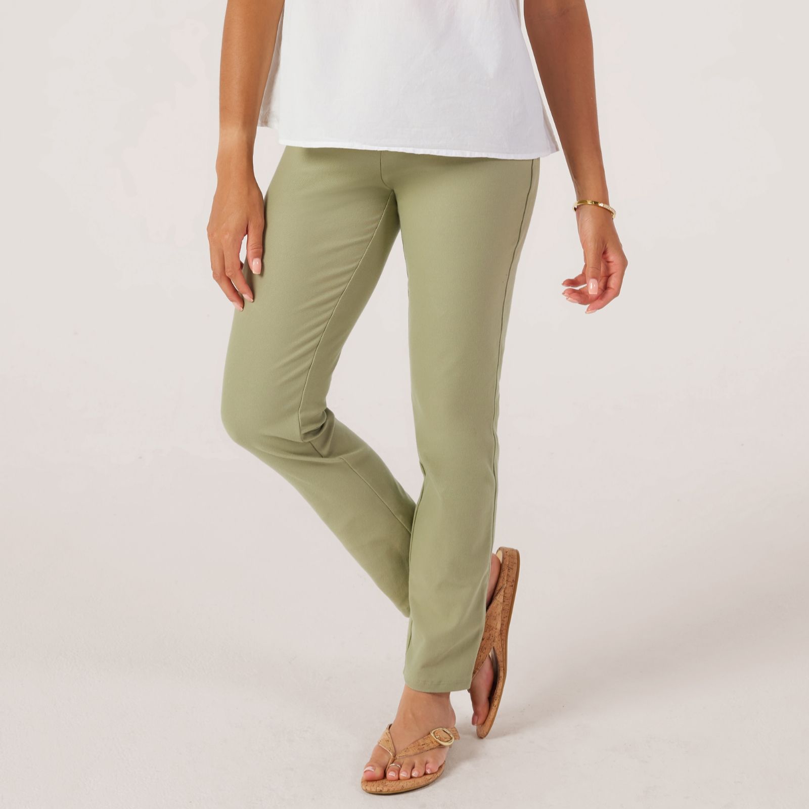 Kim & Co Deluxe Denim Wide Waistband Narrow Leg Standard Trousers