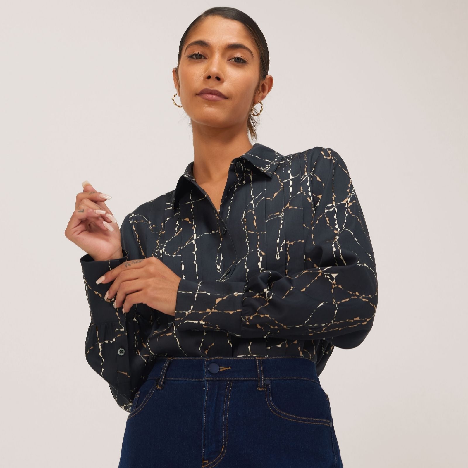 Ben de Lisi Printed Pleat Detail Shirt