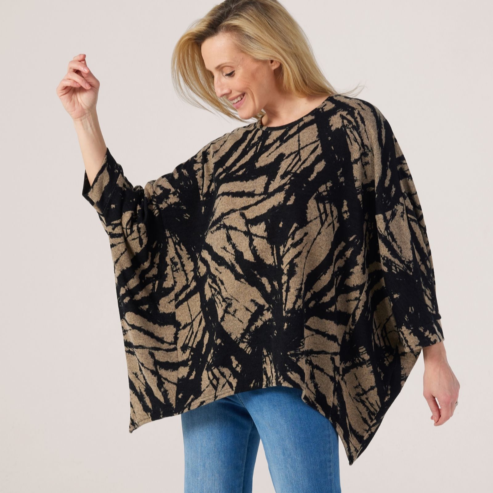 Frank Usher Bat Wing Sleeve Printed Oversized Top