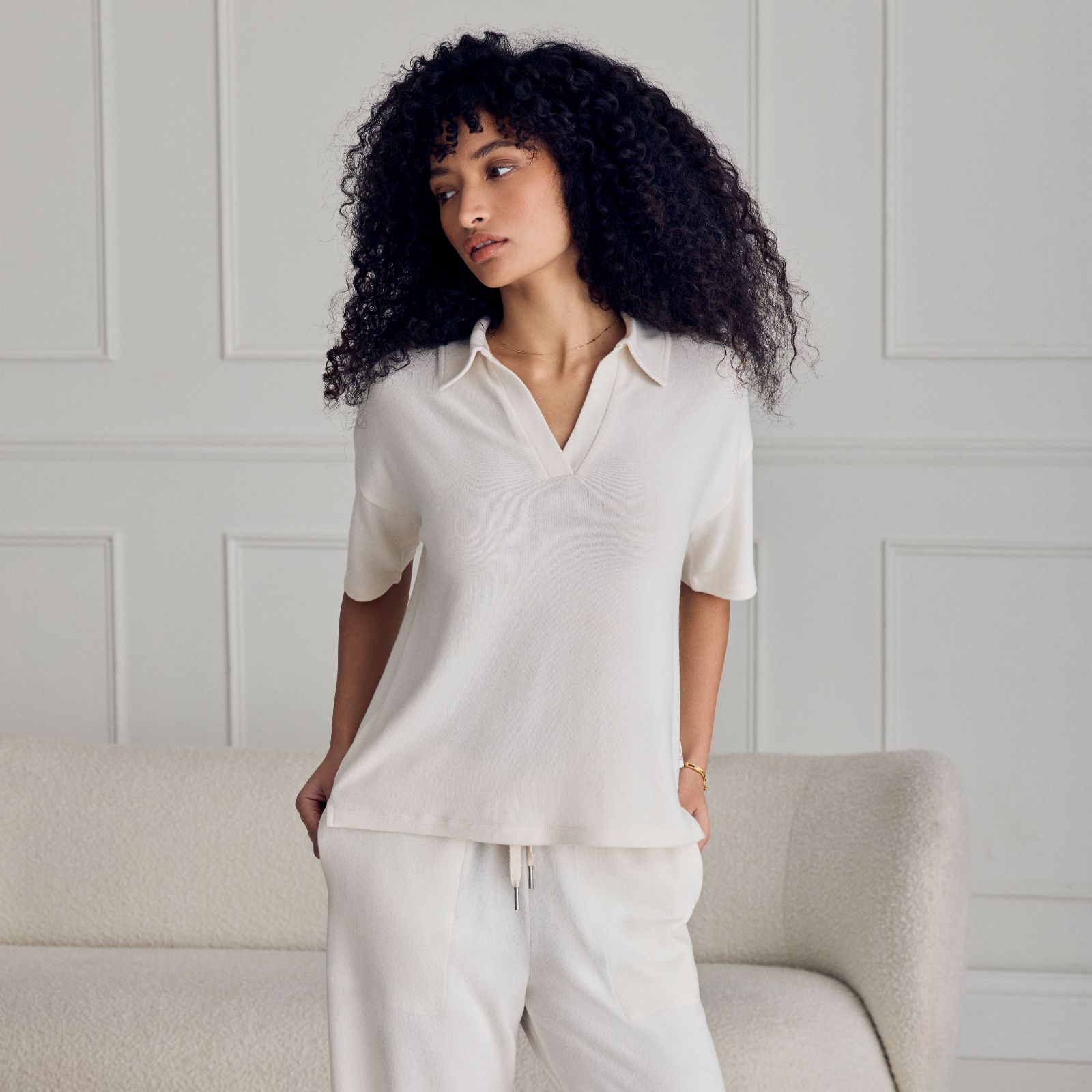 Chelsea Peers V Neck Short Sleeve Sweatshirt