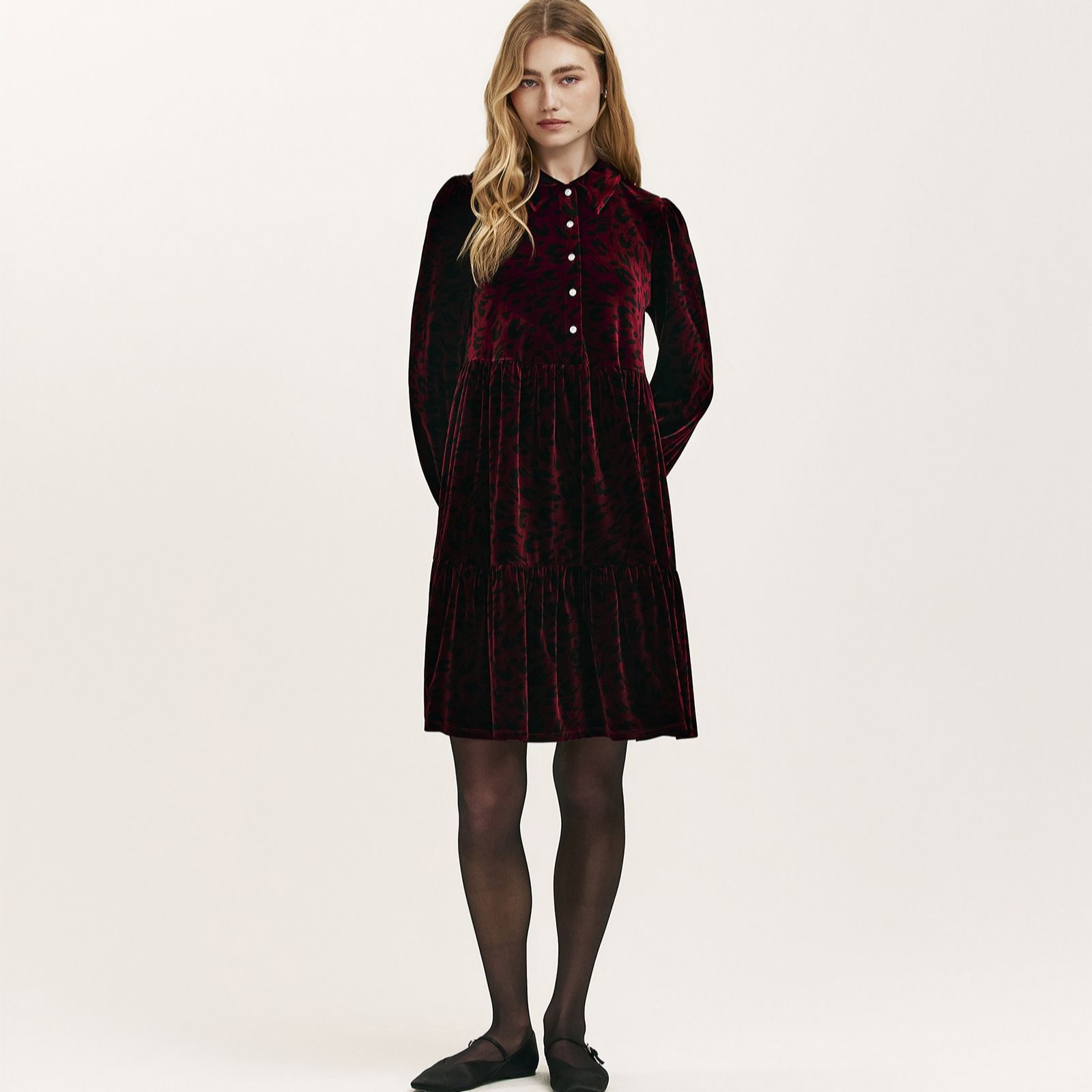 Finery London Rosanna Velvet Print Dress