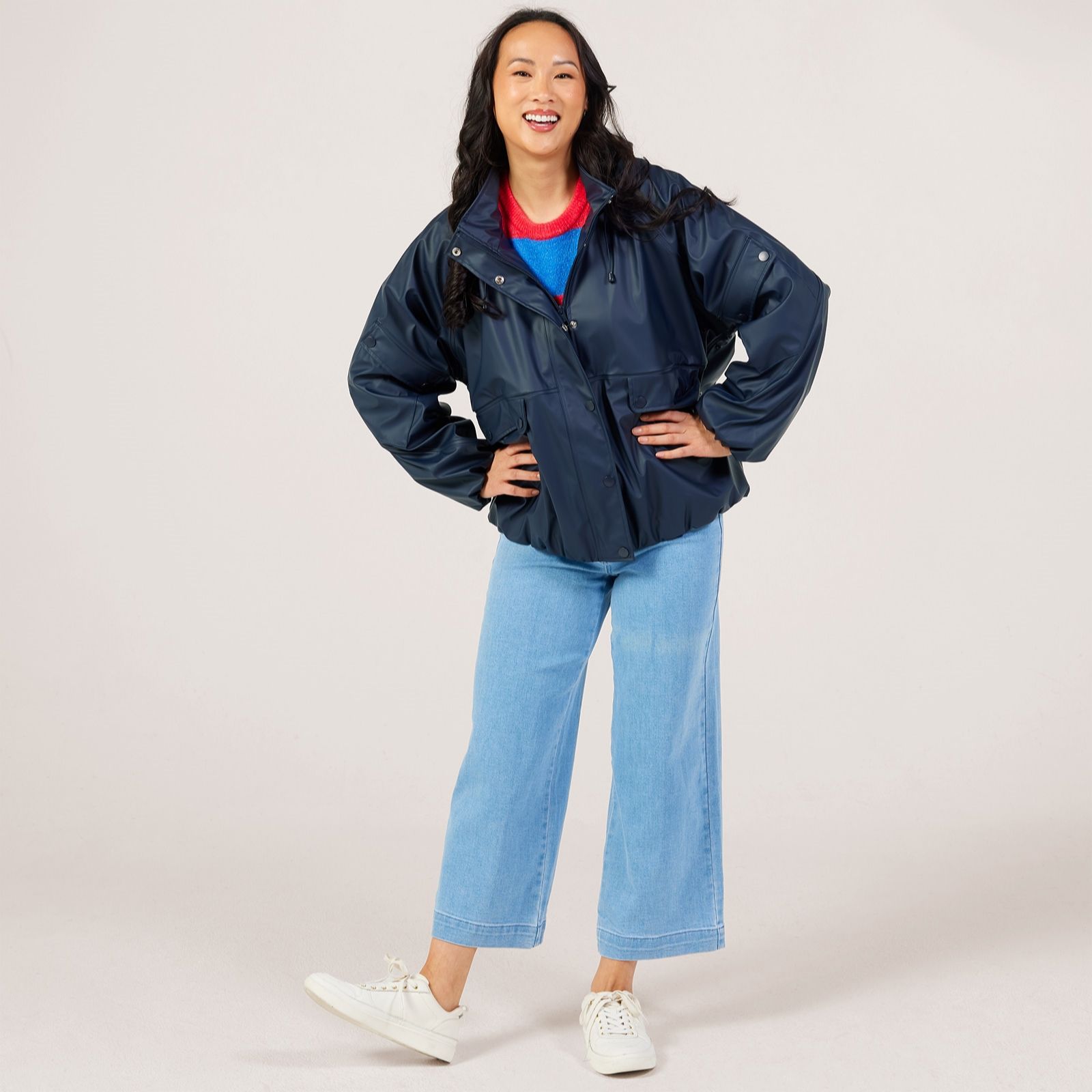 ICHI Tazo Fleece Lined Hooded Short Rain Jacket