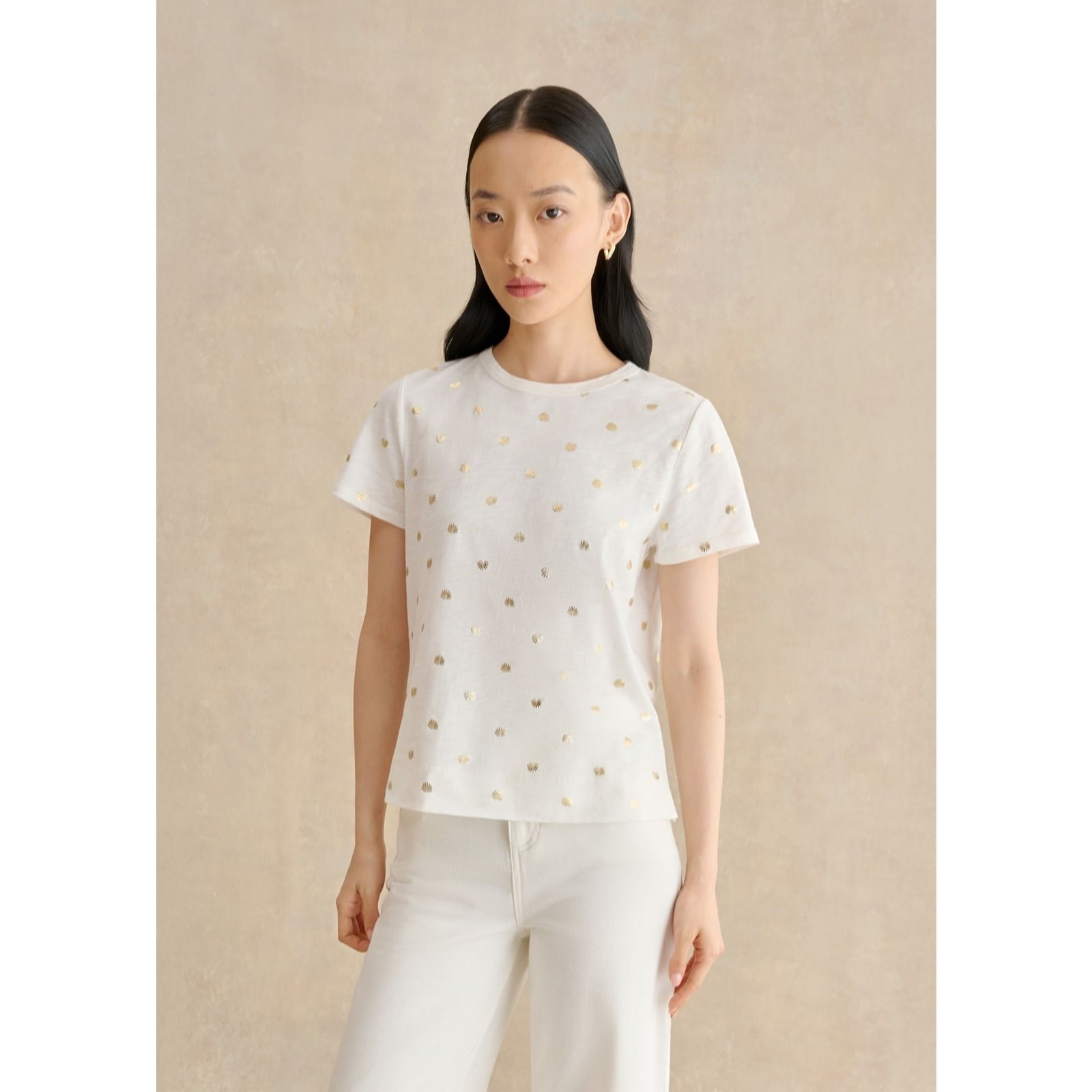 Hobbs London Adaline Slub Cotton Shell Foil T-Shirt