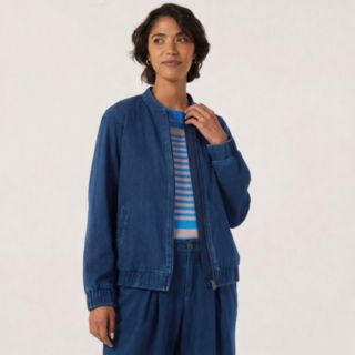 Denim & Co. Comfy Knit Denim Bomber Jacket