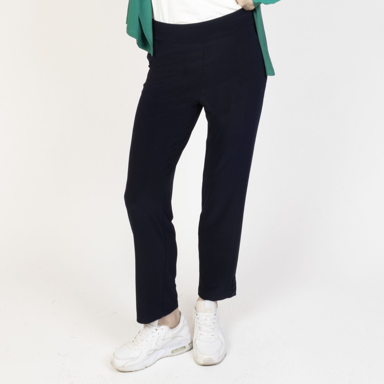 Kim & Co Deluxe Brazil Jersey Button Detail Ankle Length Standard Trousers