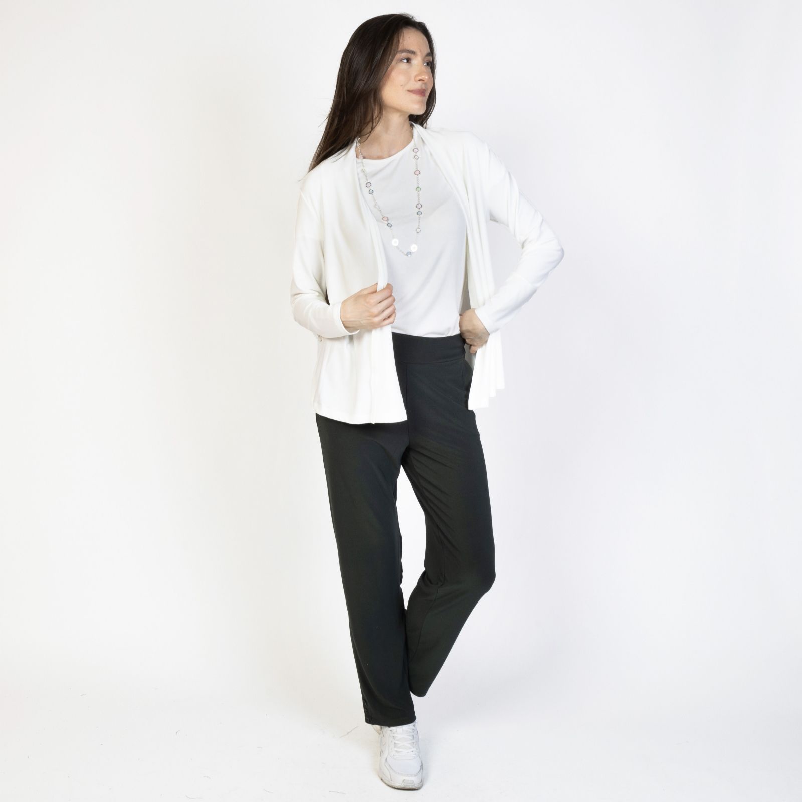 Kim & Co Deluxe Brazil Jersey Button Detail Ankle Length Standard Trousers