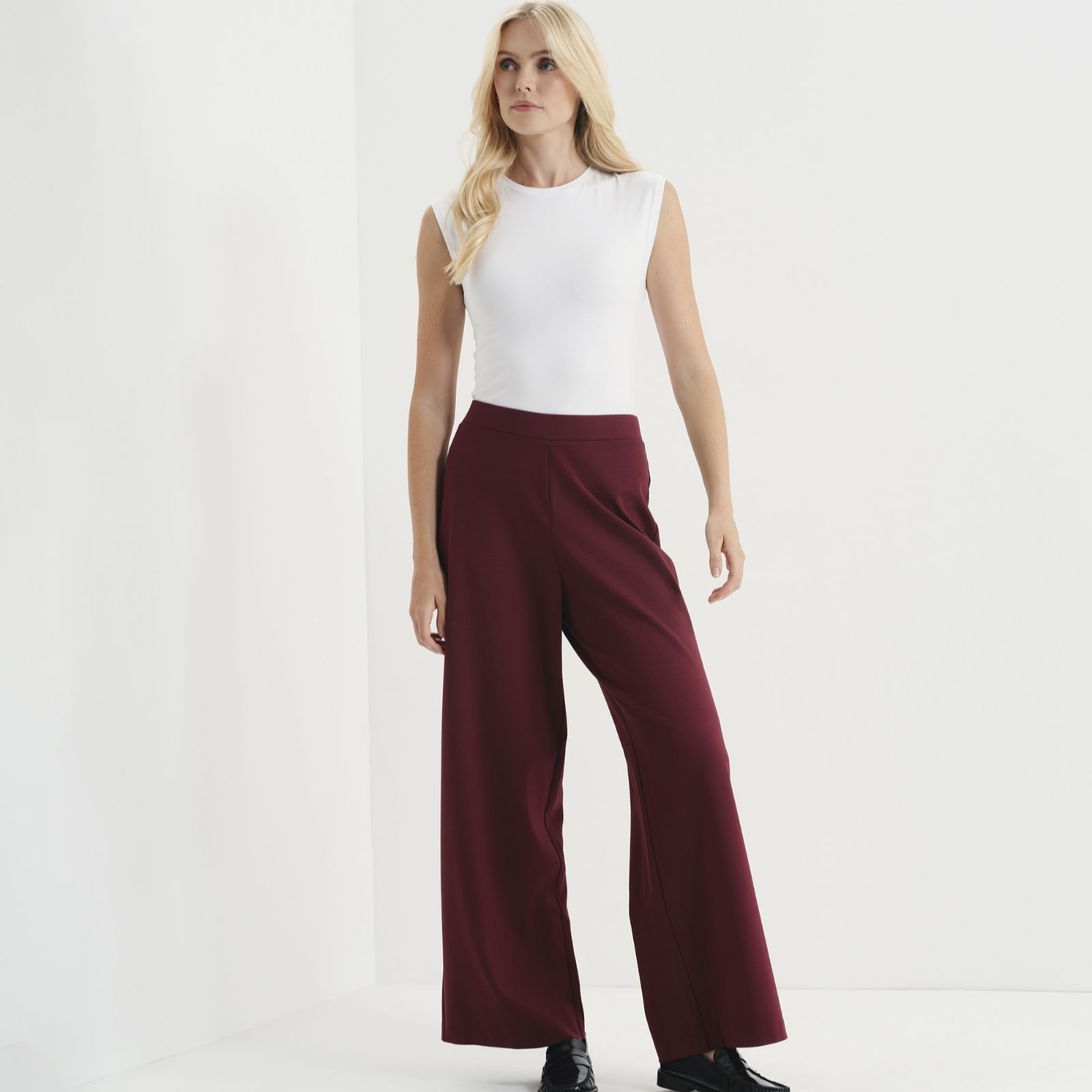 Finery London Kenzie Ponte Stretch Waist Trousers Short Length