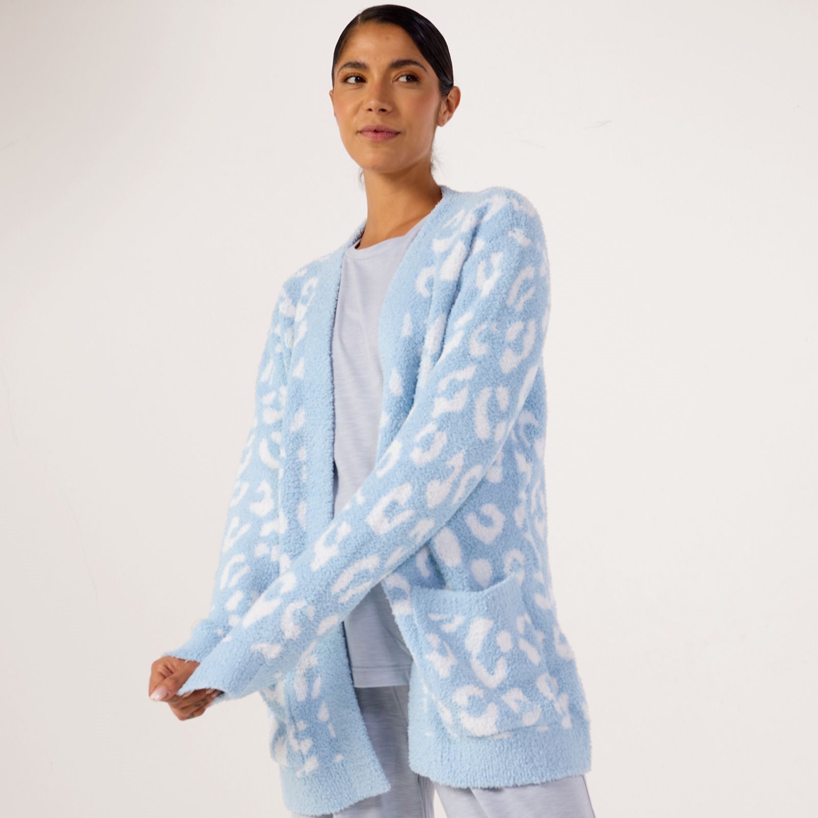 Cozee Home Animal Print Featherknit E2E Cardigan