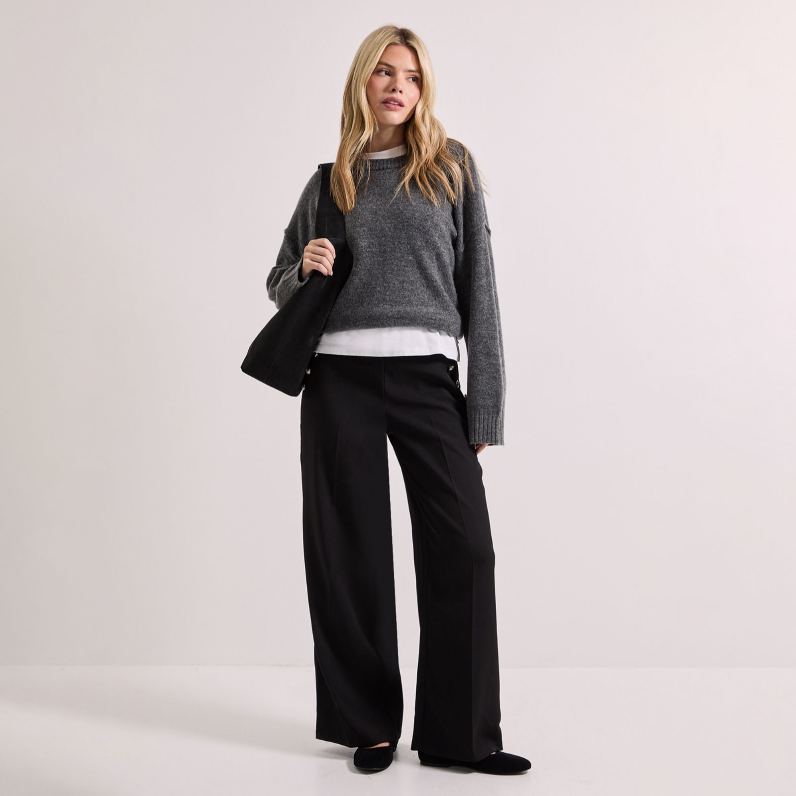 Dorothy Perkins Military Button Detail Wide Leg Trouser