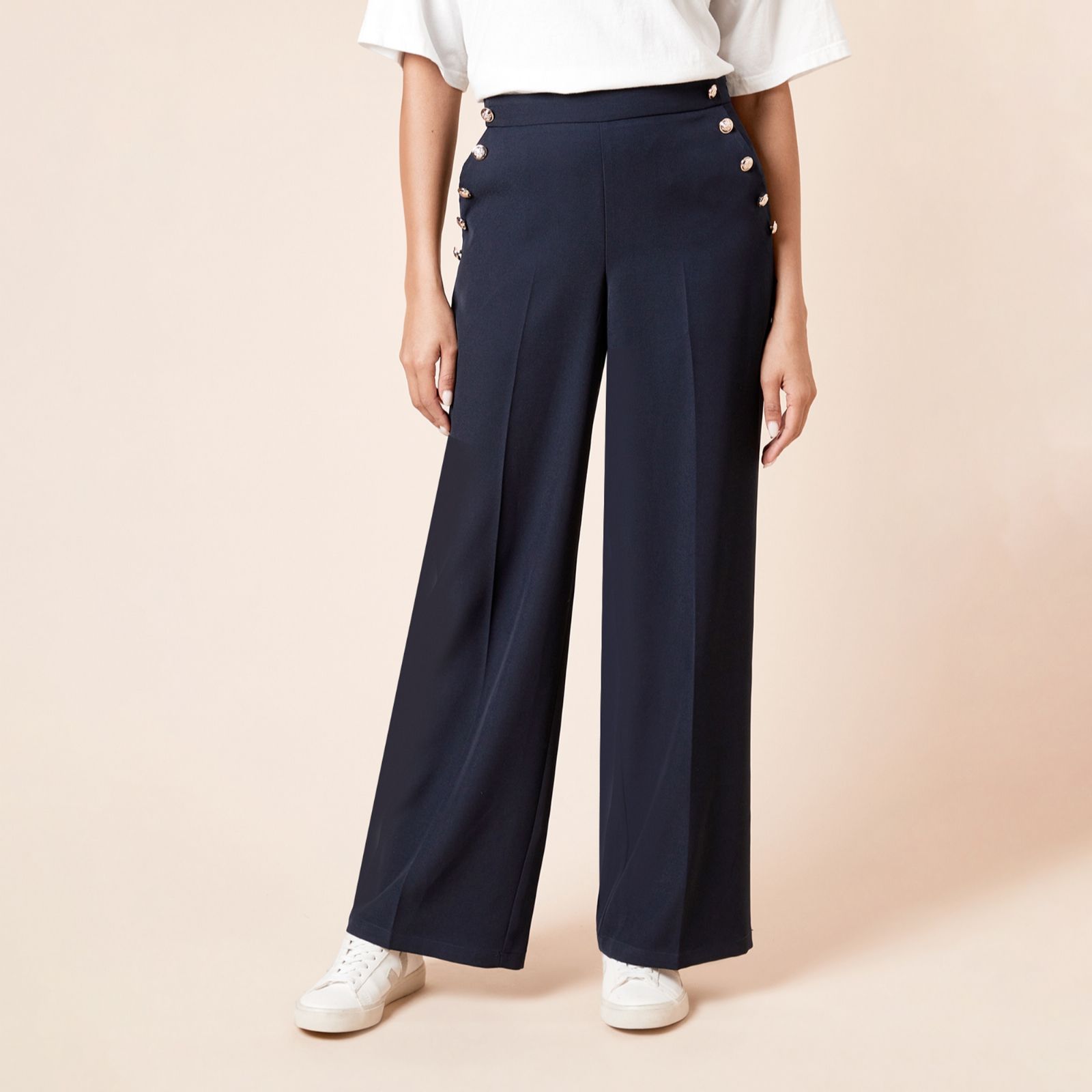 Dorothy Perkins Military Button Detail Wide Leg Trouser