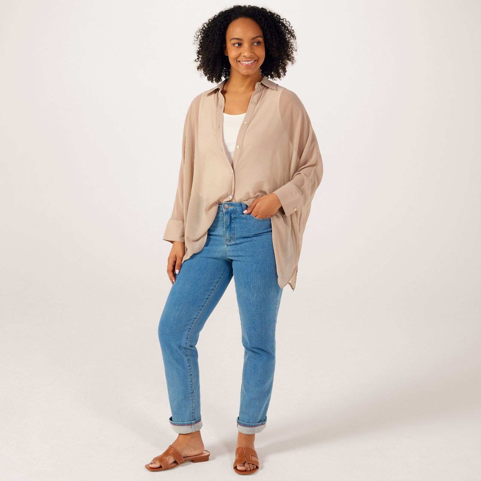 Wynne Layers Unstructured Chiffon Shirt - QVC UK