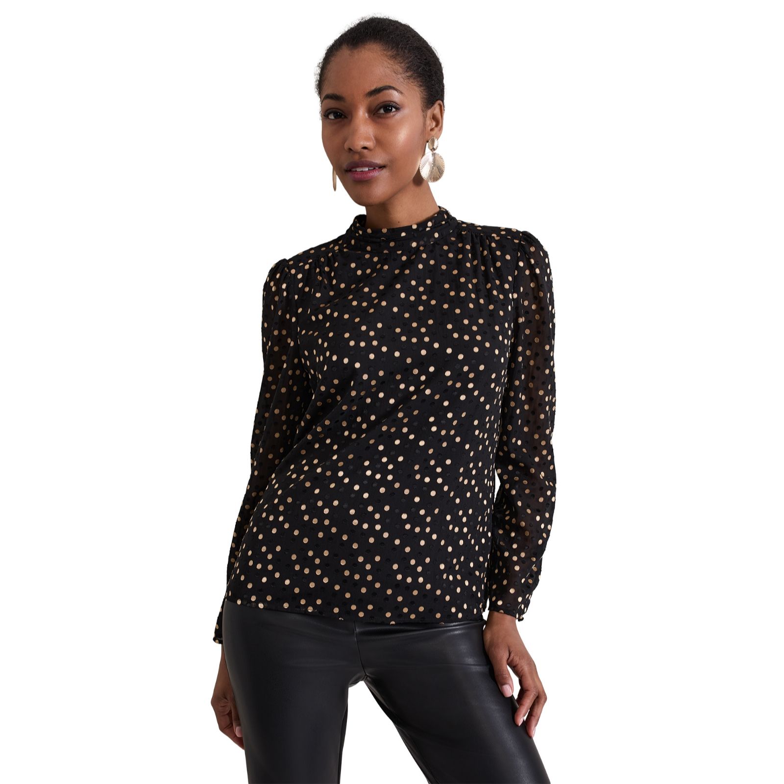 Phase Eight Jacey Gold Spot Jaquard Blouse