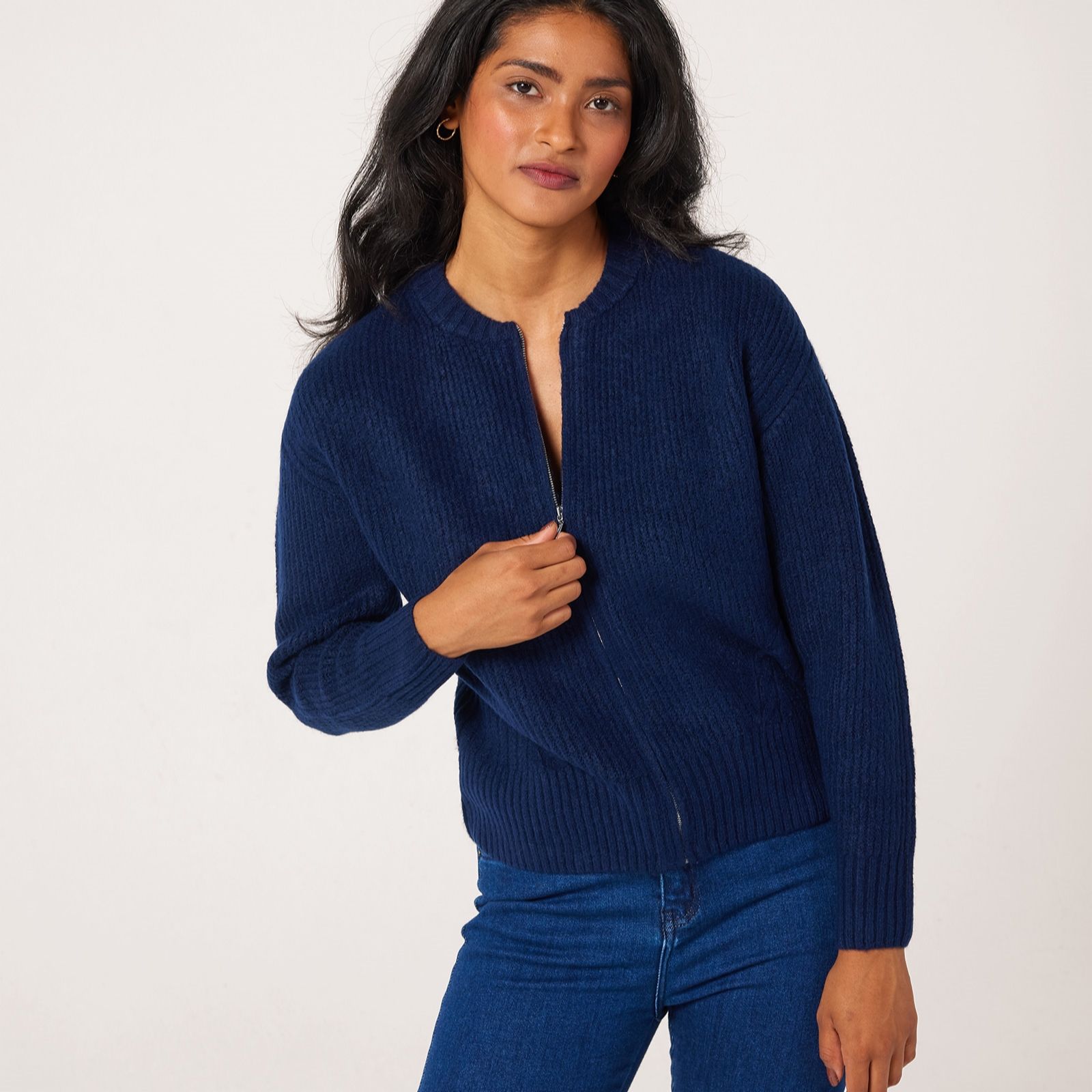 Denim & Co. Knitted Bomber Cardigan