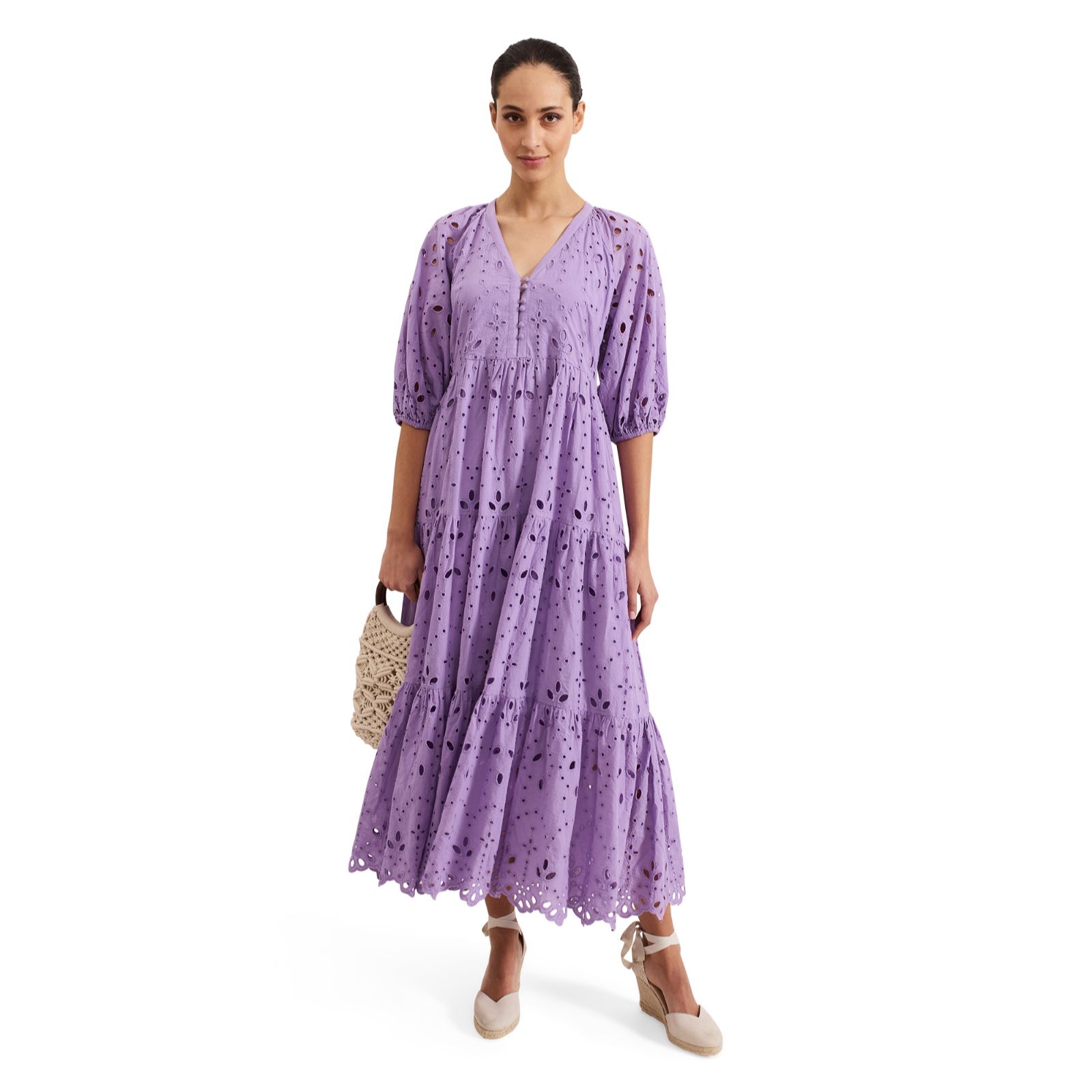 Phase Eight Lilac Broderie Midaxi Dress