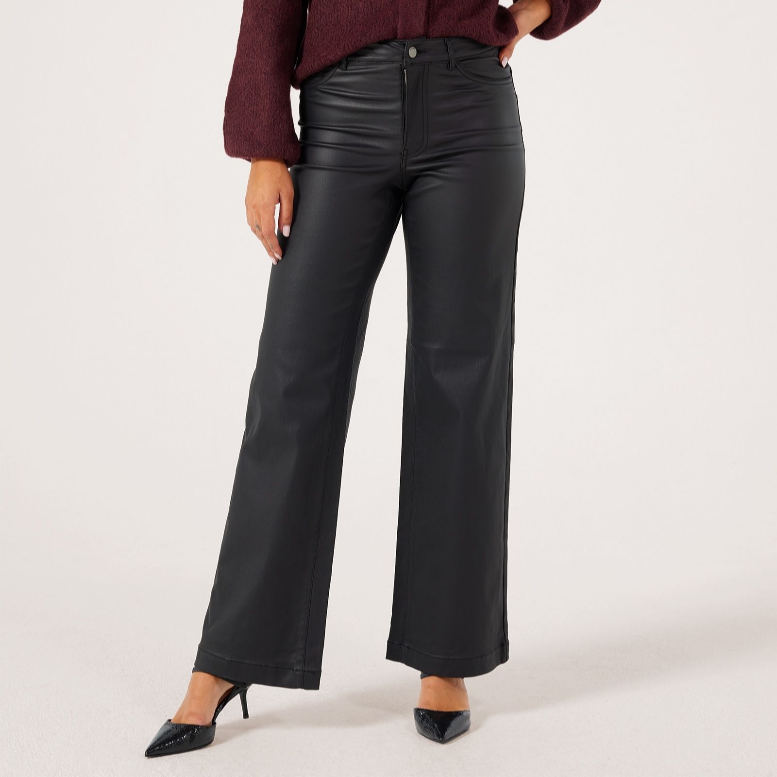 JDY Thunder Faux Leather Straight Leg Trouser