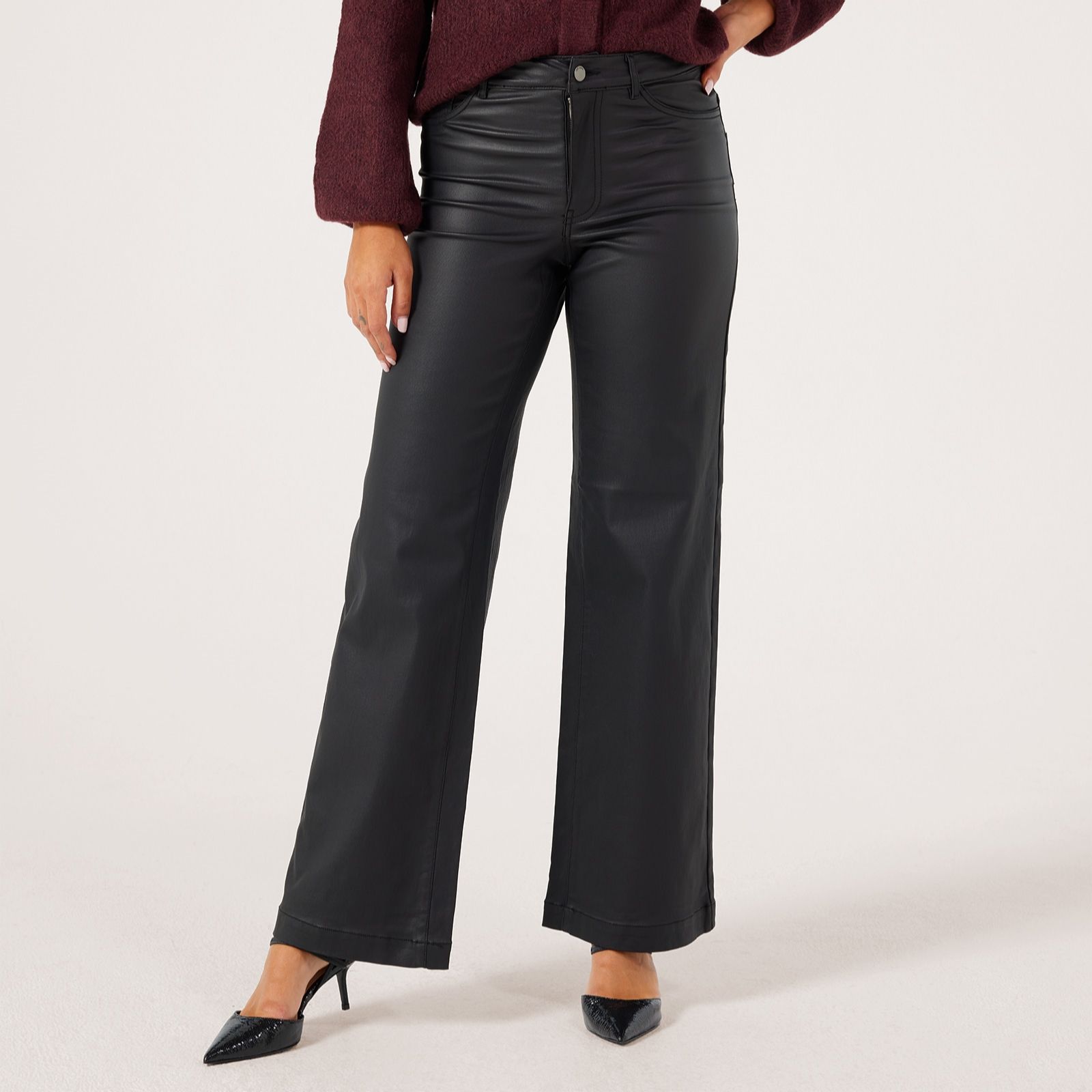 JDY Thunder Faux Leather Straight Leg Trouser