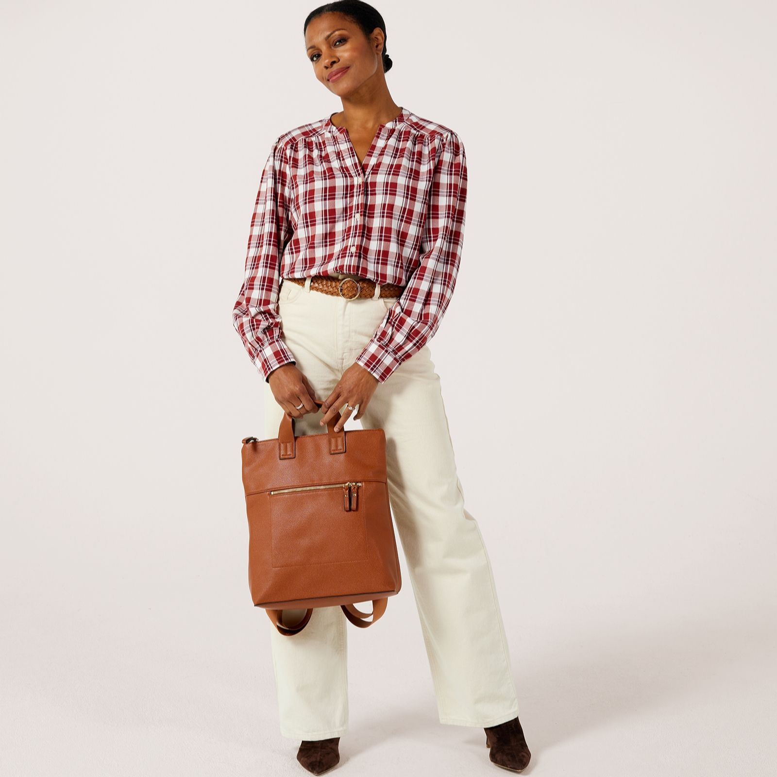 Denim & Co Lurex Check Blouse