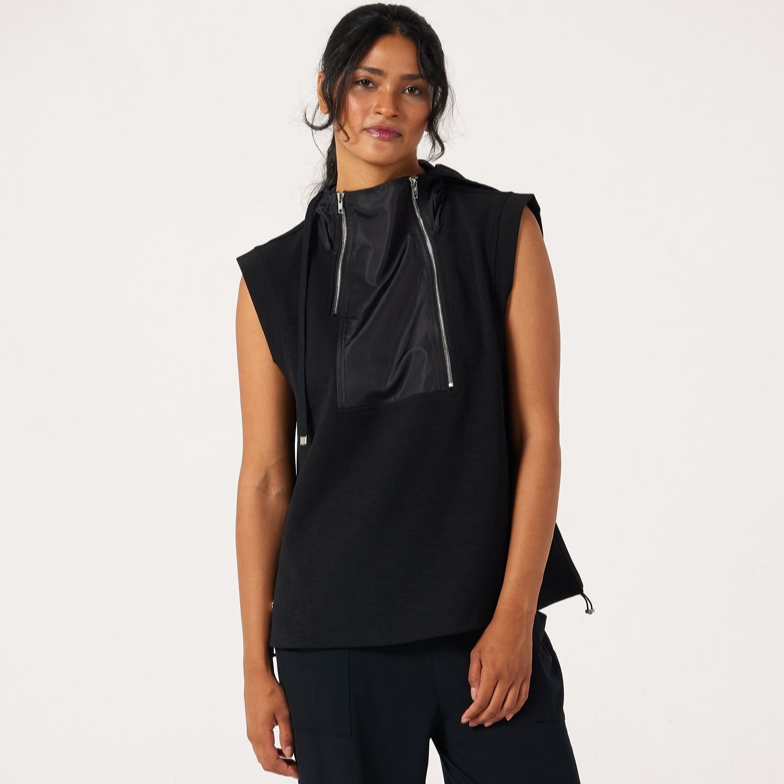 Malissa J Hooded Double Zip Top