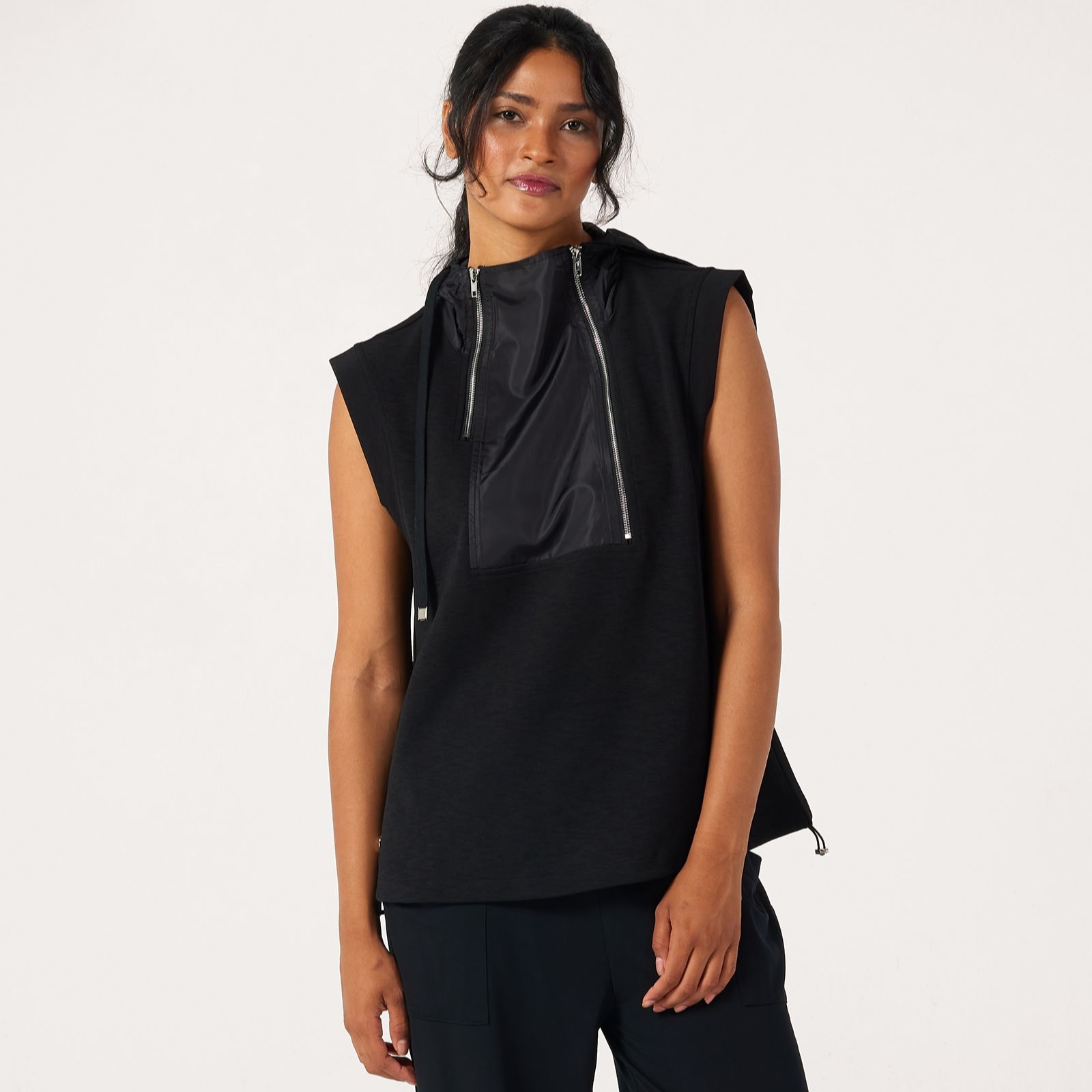 Malissa J Hooded Double Zip Top