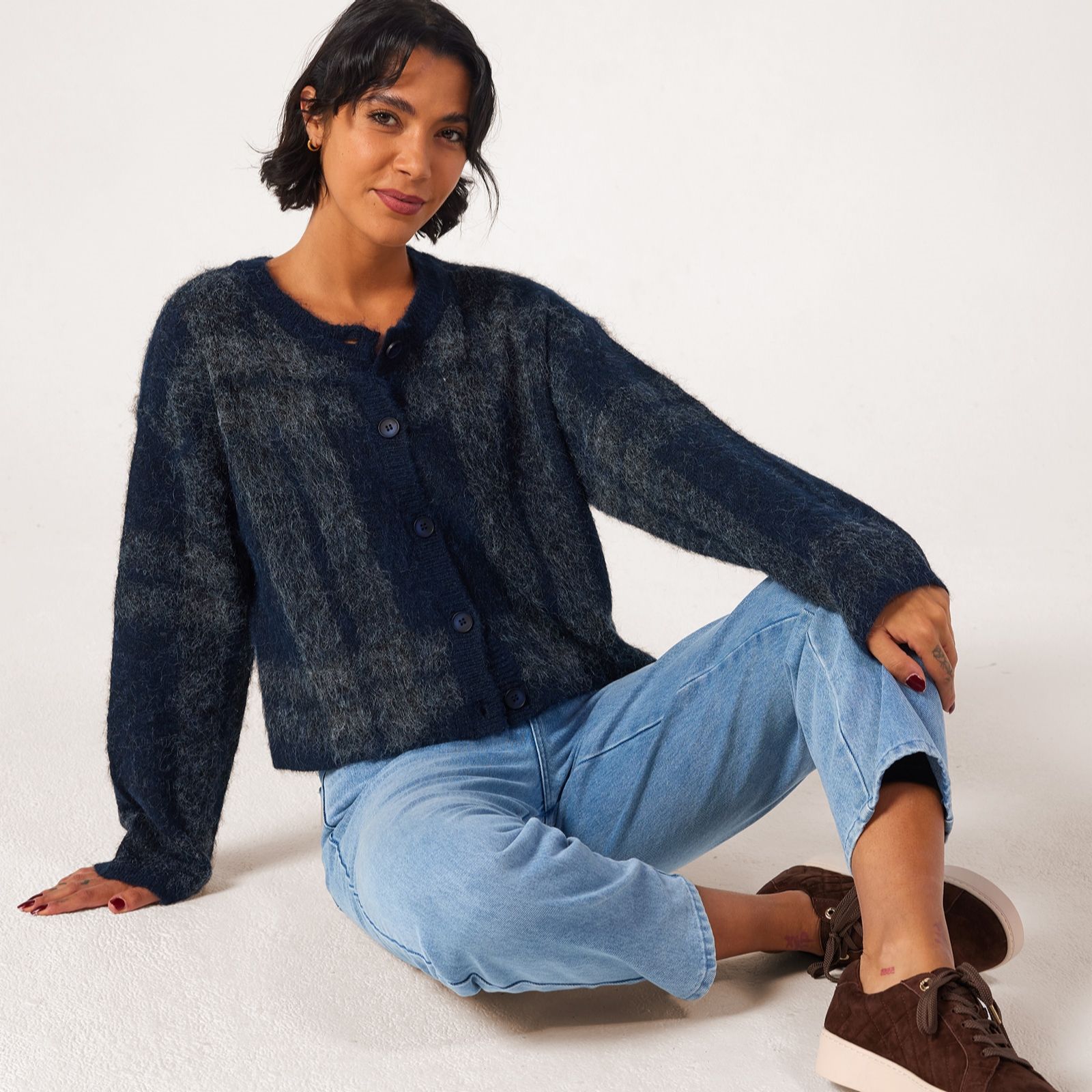 Only Beverly Checked Knitted Cardigan