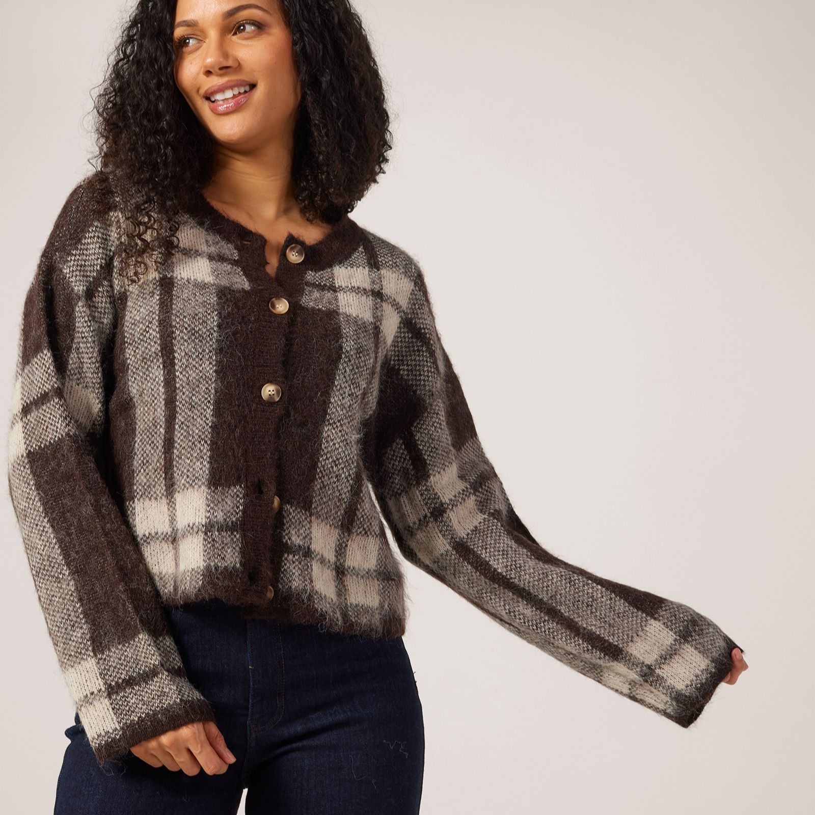 Only Beverly Checked Knitted Cardigan