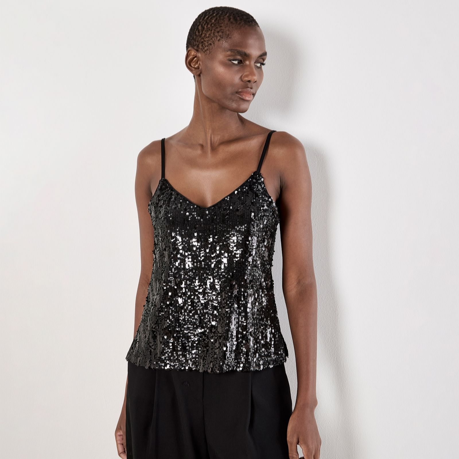 Apricot Multisize Linear Sequin Cami Top