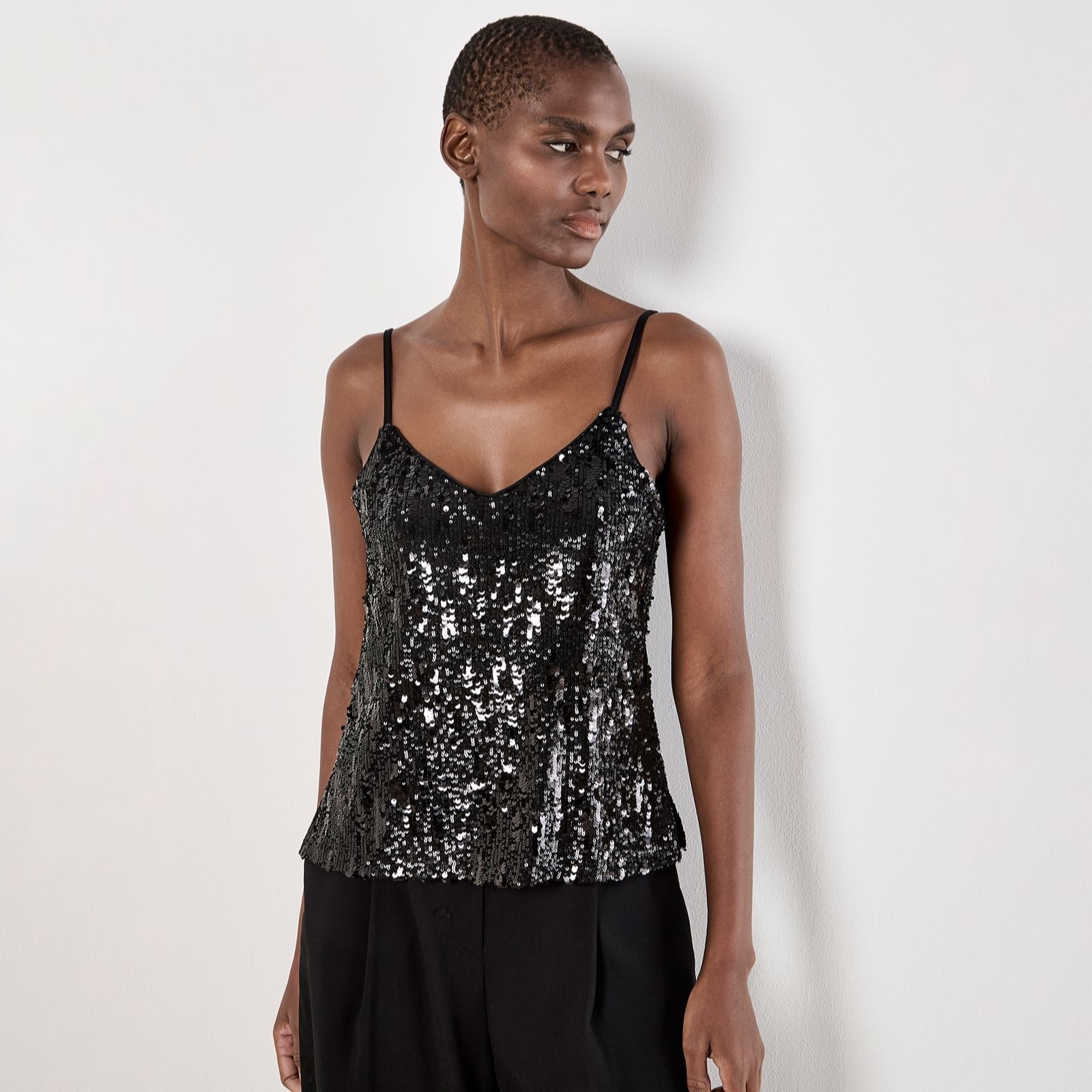 Apricot Multisize Linear Sequin Cami Top