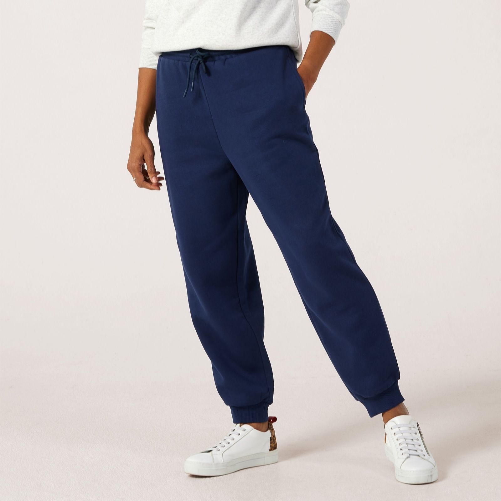 Denim & Co. Cotton Rich Fleece Cuffed Joggers
