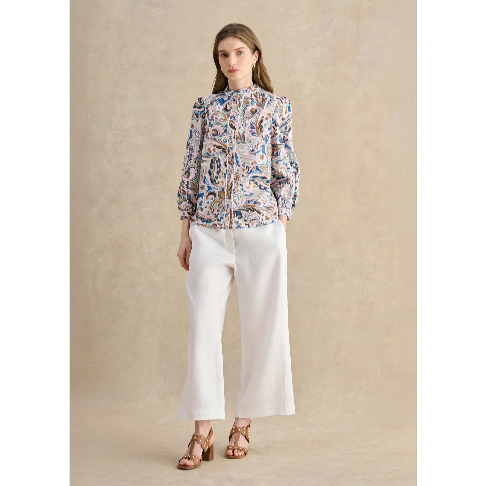 Hobbs London Lillie Crop Linen Trouser Standard