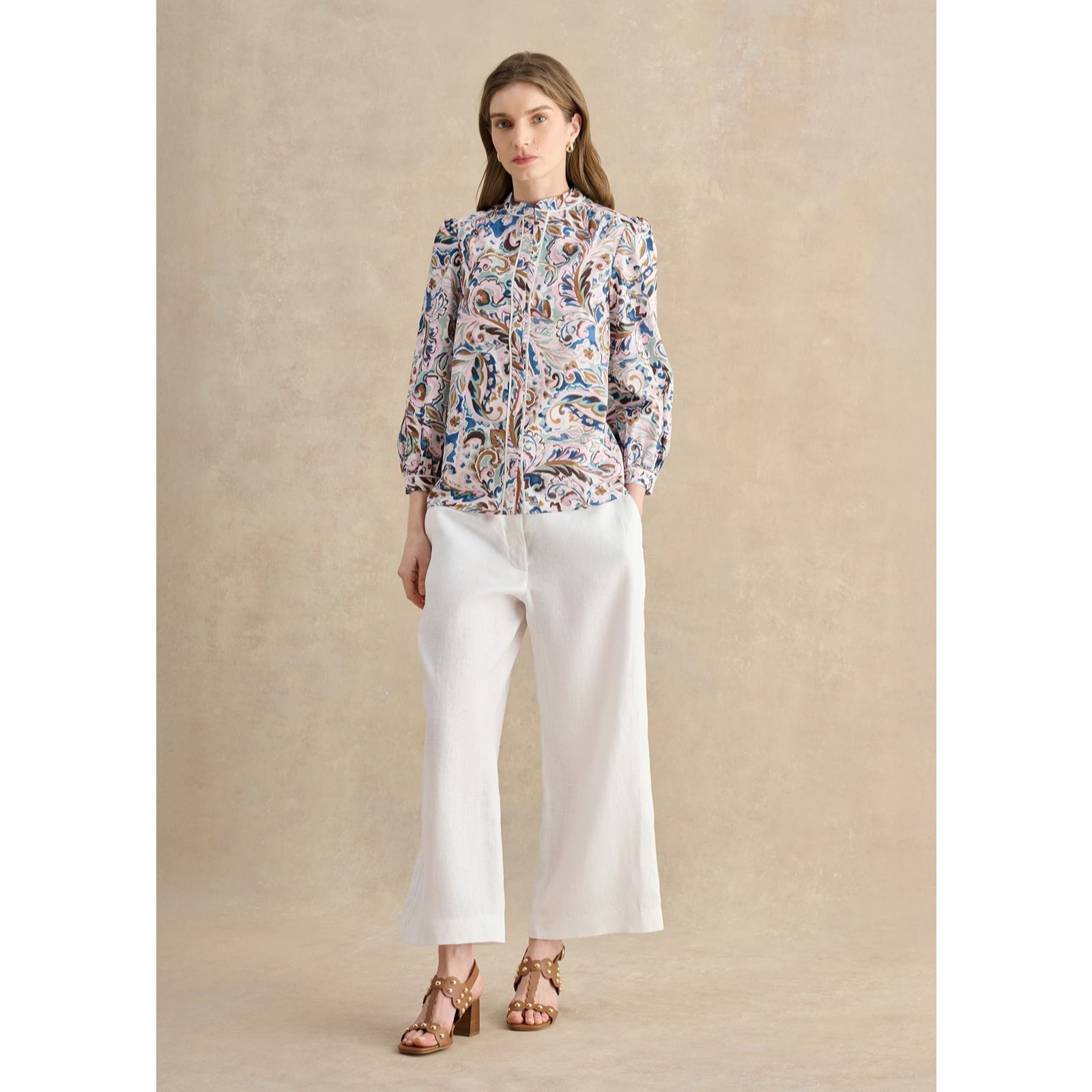 Hobbs London Lillie Crop Linen Trouser Standard