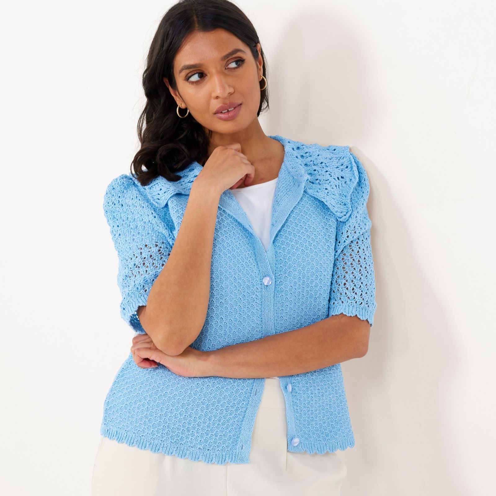 Helene Berman Crochet Knitted Cardigan