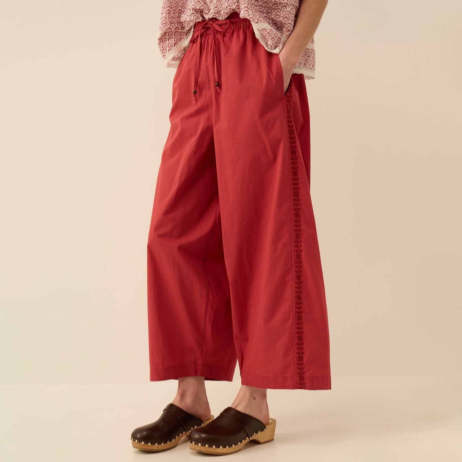 East Irina Cotton Embroidered Trousers