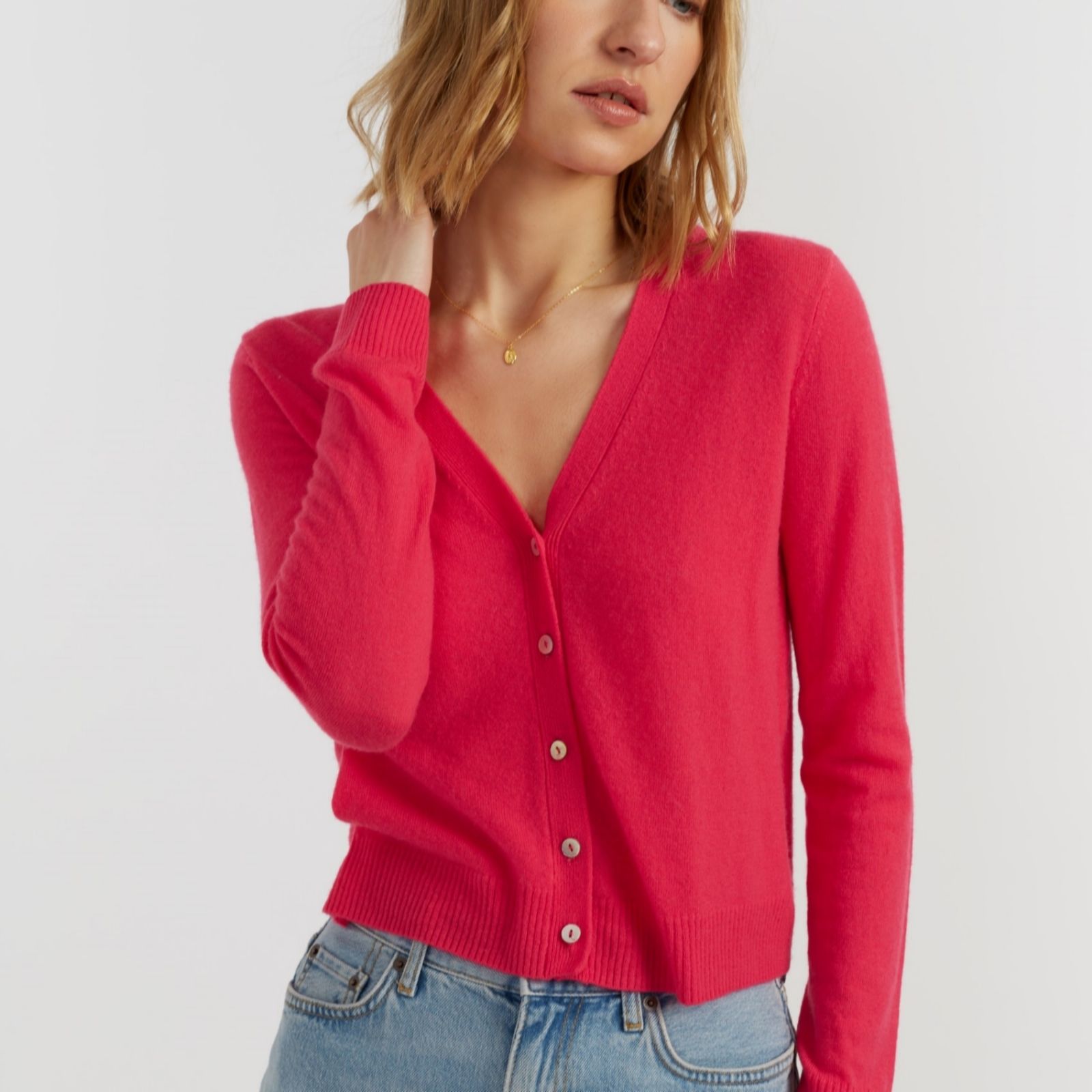Chinti & Parker 100% Cashmere V-Neck Button Up Cardigan