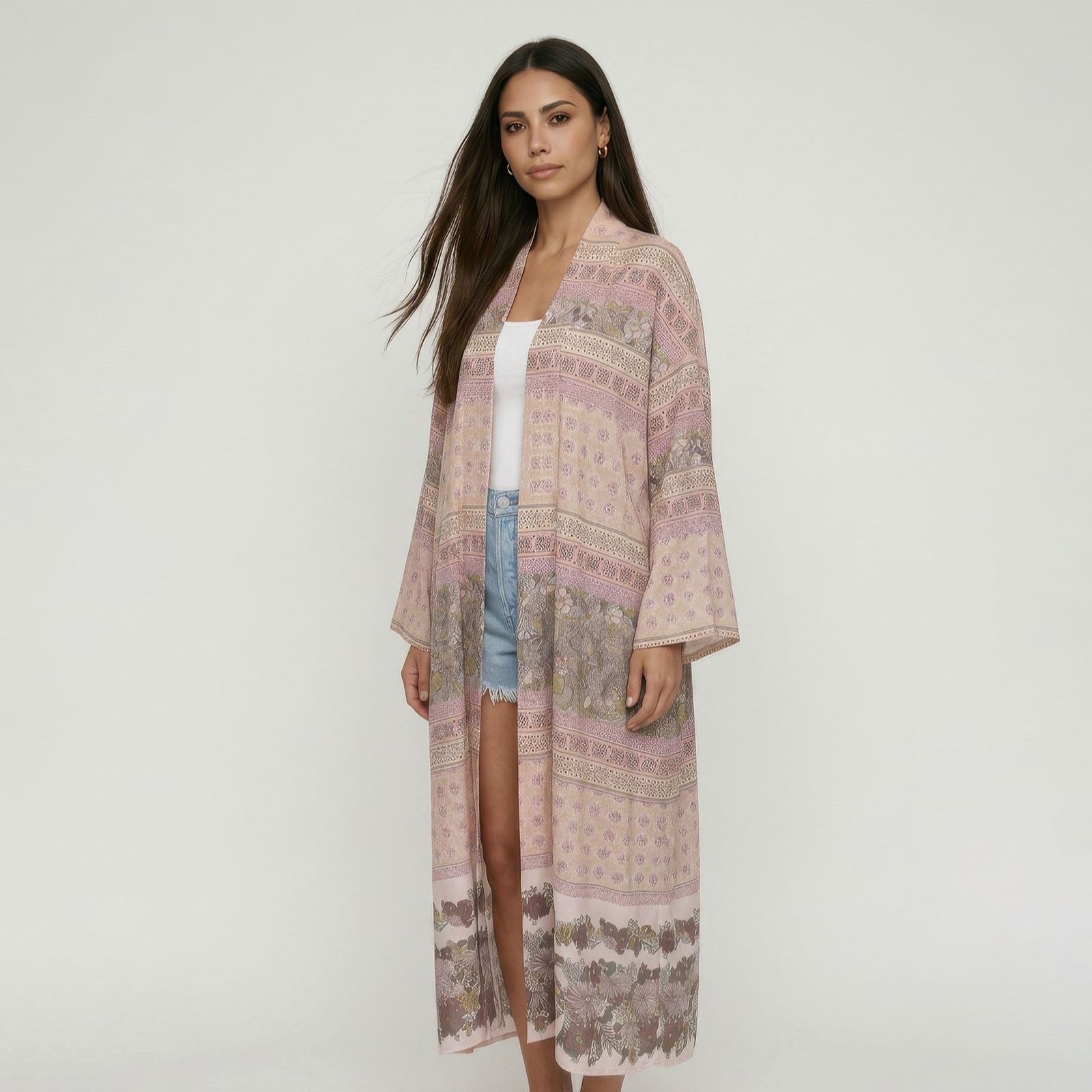 Raffya Misty Floral Print Kimono