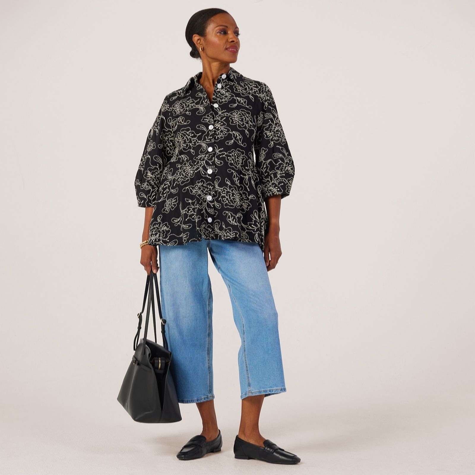 Helene Berman Embroidered Floral Frill Hem Jacket