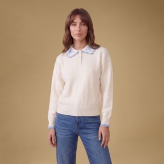 Oasis Embroidered Collar Button Detail Jumper