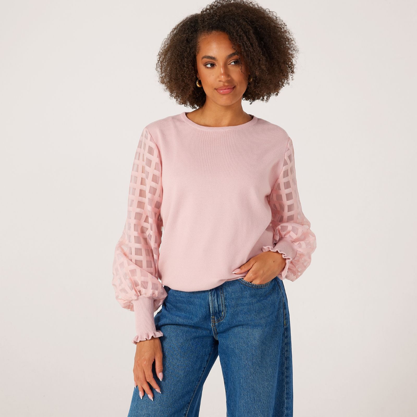 Apricot Organza Squares Arm Jumper