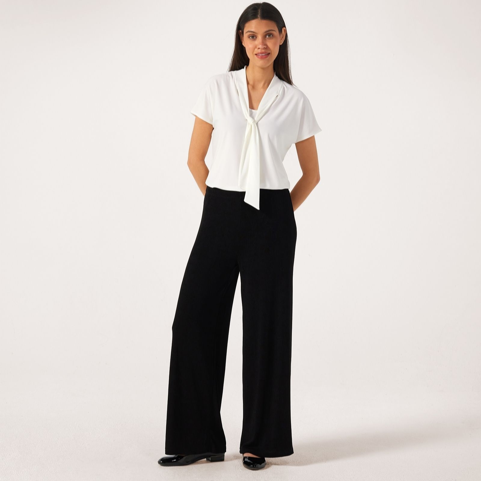 Kim & Co Poly Slinky Palazzo Petite Trousers