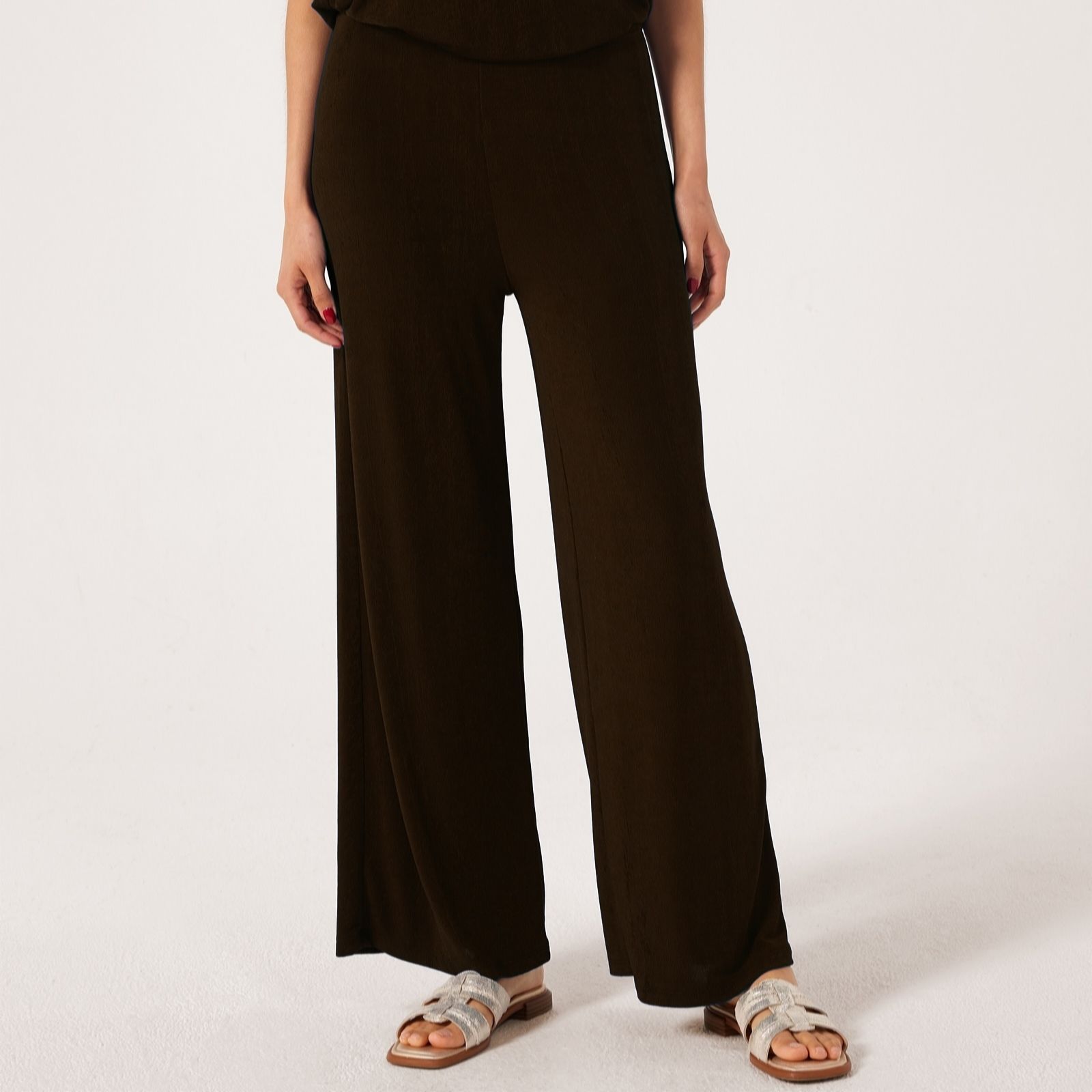 Kim & Co Poly Slinky Palazzo Petite Trousers