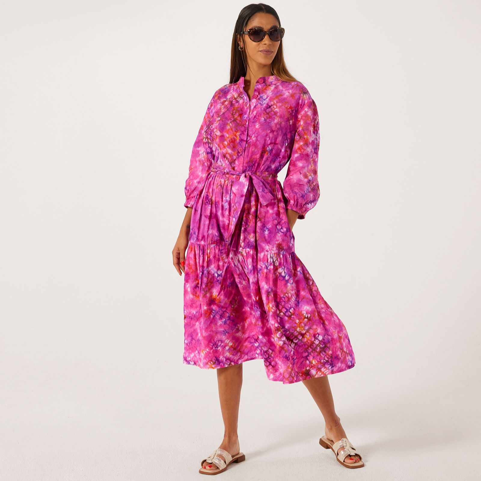 Helene Berman Cassie Printed Viscose Pink Dress