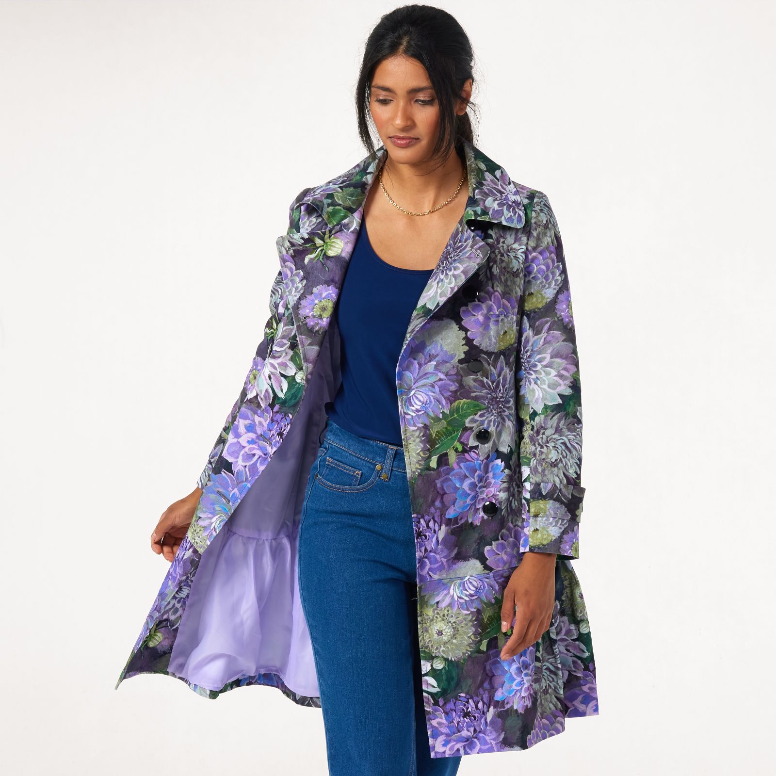 Helene Berman Dahlia Elegance & Positivity Floral Print Frill Coat