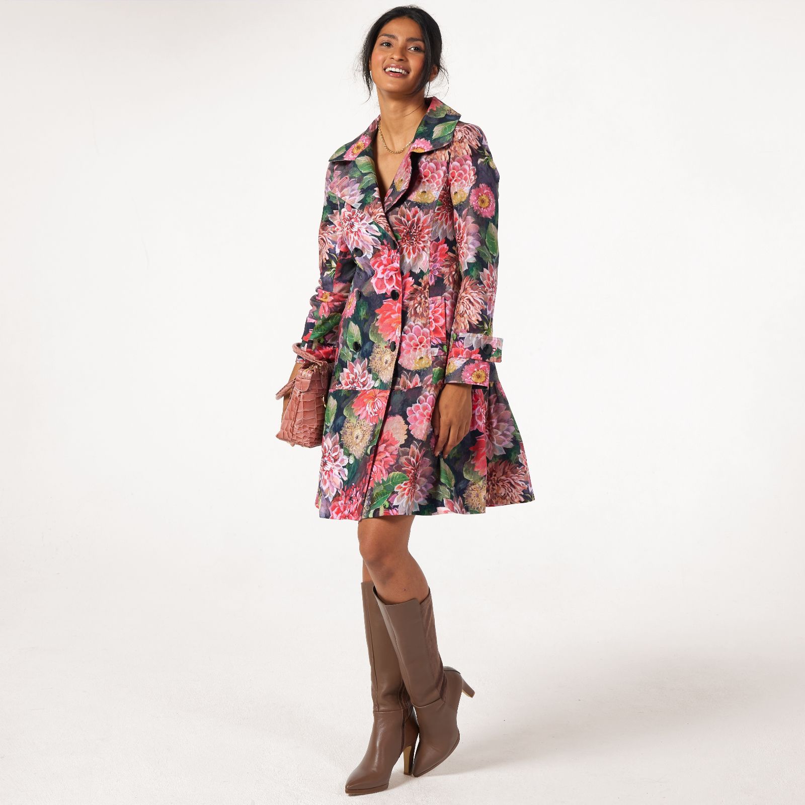 Helene Berman Dahlia Elegance & Positivity Floral Print Frill Coat