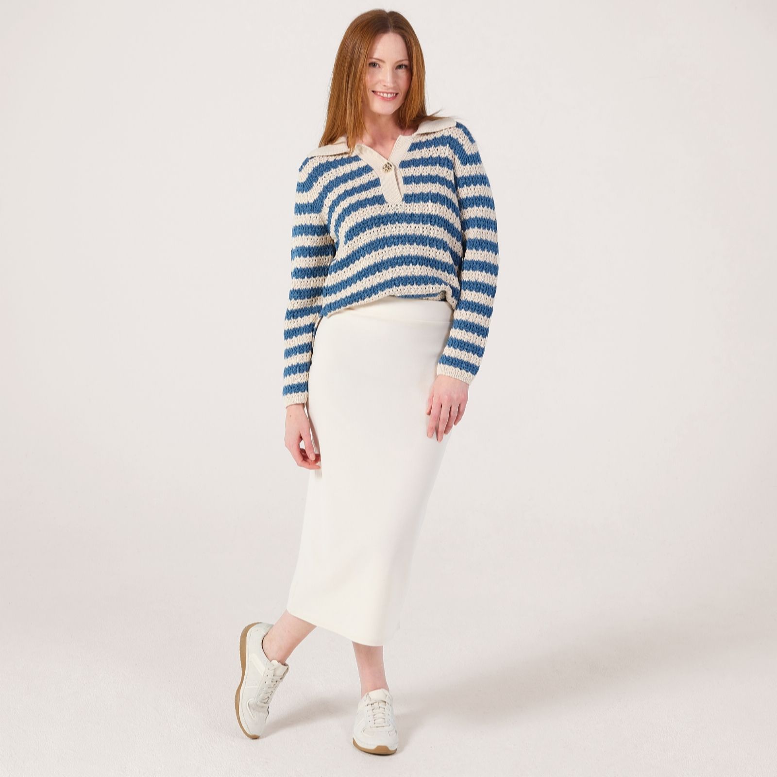 Frank Usher Pull-On Midi Pencil Ponte Skirt