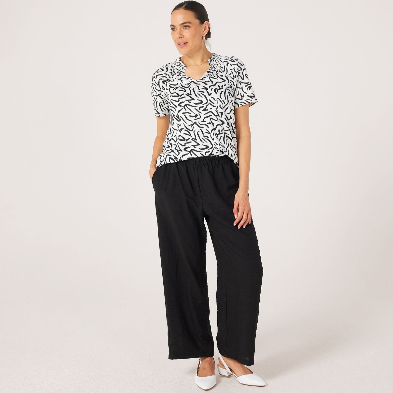 Kim & Co Linen Feel Olivia Wide Leg Standard Trousers