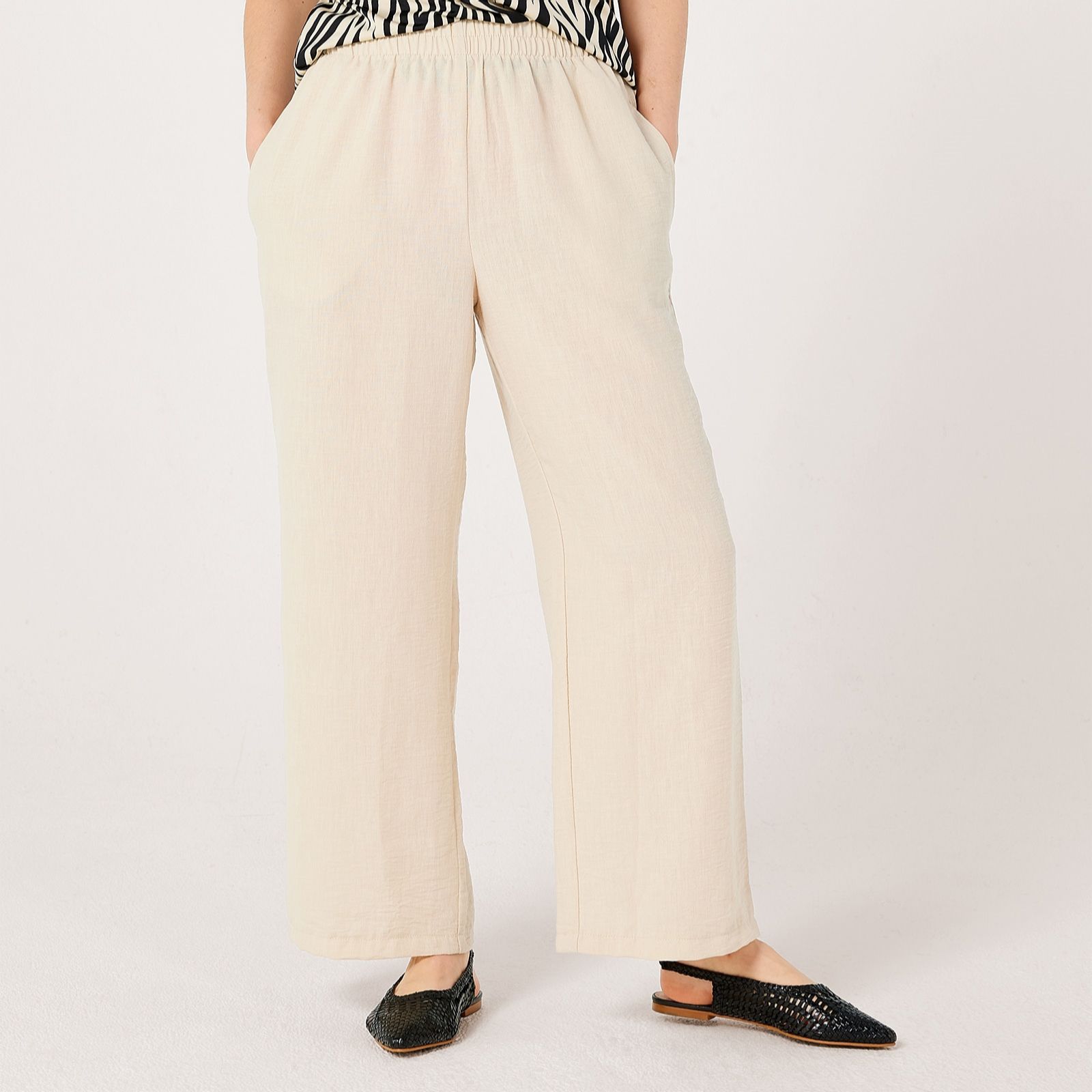 Kim & Co Linen Feel Olivia Wide Leg Standard Trousers